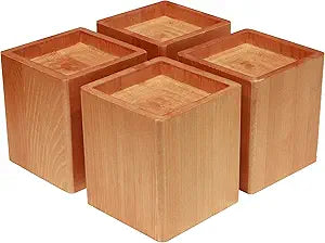 Bed Risers Furniture Lifters Wood (Set of 4), Handmade Rustic Pine (Light)