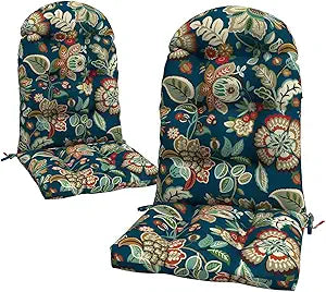 LVTXIII 2 Pack Outdoor Adirondack Chair Cushions, 44x19x4 Inch Water Repellent Patio Cushions for Rocking Chairs, Thick Tufted High Back Seat Cushion Set, Peacock Blue