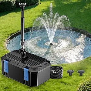 Pond Filter with Pump Fountain Kits | 850GPH Pond Filter with Pond Pump & Fountain Kit | 3 Spray Patterns | Water Feature | Koi Pond Filters for Outdoor Ponds 500-750 Gal
