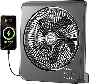 PANERGY 20000mAh Rechargeable Battery Powered Fan - 10" Square Box Fan with 55H Runtime, 4 Speeds & Timer, 270┬░ Pivot, Cordless & Portable for Home, Patio, Camping, Travel, Power Outages (No Remote)