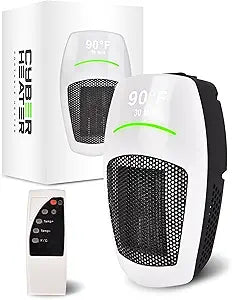 Cyber Heater Portable Heater Space Heaters for Indoor Use Sleek & Compact with Remote | 500W Electric Ceramic for Small Bedroom, Office, Garage | Quiet, Energy Efficient, Timer, Thermostat Bliss Heat
