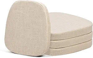 baibu 14x14 Memory Foam Metal Chair Cushions Set of 4, Dual-Layer Design Non-Slip Metal Dining Chair Pads Kitchen Seat Cushion with Machine Washable Cover, 4 Counts, Light Beige