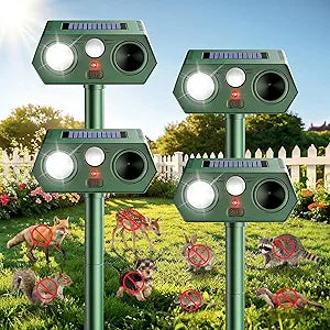 2026 Upgraded Solar Ultrasonic Animal Repellent Outdoor Deer Cat Repellent with Motion Sensor Flash Light,IP65 Waterproof Repeller Keep Rodent Squirrel (4)