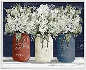 Americana Floral Bouquet Still Life, 16 x 20 Inch Framed Gicle Print