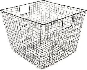 G.E.T. WB-302-MG Heavy Duty Iron Wire Utility Storage Bin/Basket, Square, 19" x 19" x 14"