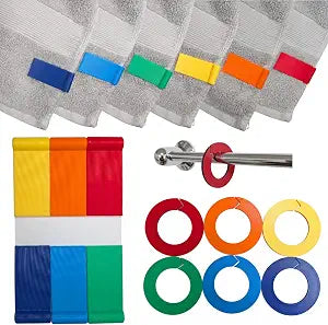 Towel Identification System  Color-Coded Identification for Towels and Hooks 12 peices 6 Sets  Stop Roommates from Using Your Towels  Hygienic Bathroom Spacers Made of Durable, Lightweight, Plastic