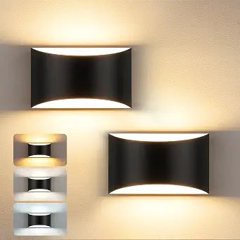 MATAMEYE Modern LED Wall Sconce Set of 2, Black Indoor Wall Lights 3CCT