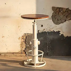 Topower Industrial Bar Table 38.58-48.43" Adjustable Pub Table Kitchen Dining Coffee Bistro Table Antique White