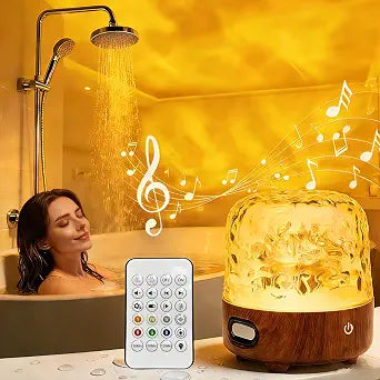 Spa-Like Shower Lamp, Bluetooth Speaker Waterproof Lamp, Rechargeable Lumena Lamp with Remote & Touch Control, 16 Colors Ocean Wave Projector Light with White Noise for Shower, Bathroom, Bathtub