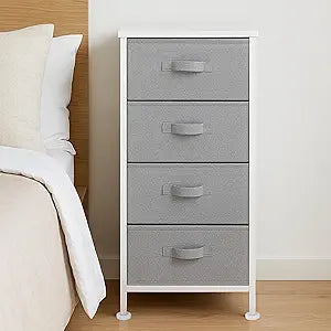 Amazon Basics Fabric 4-Drawer Storage Organizer Unit for Closet, Bedroom, White
