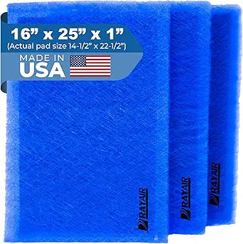 RAYAIR SUPPLY 16x25 Replacement Filter Pads Compatible with PremierOne PureFlo P6100 MS-1625 Refills (3 Pack)