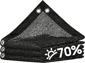 ColourTree 70% Shade Fabric 10FT x 20FT Black Sun Shade Cloth, Privacy Screen with Reinforced Grommets for Outdoor Garden Patio, Shade for Plant Chicken Coop Kennel Animal Stall (We Make Custom Size)