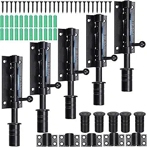Tandefio 5 Pack 6.3 Inch Slide Bolt Gate Latch with Padlock Hole 304 Stainless Steel Barrel Bolt Latch Heavy Duty Door Security Lock Thickened Door Hardware for Barn Fence Shed Yard