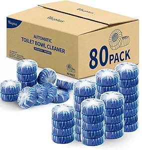 Vacplus Toilet Bowl Cleaners - 80 Pack Long-Lasting Toilet Cleaner Tablets, Prevent Stains & Deodorize, Blue