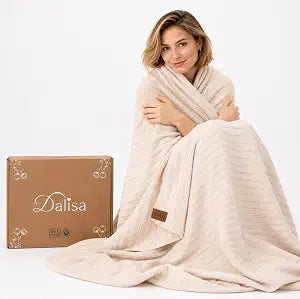 100% Organic Cotton Knit Blanket Denise -Soft and Lightweight, Breathable All-Season Throw for Bed, Sofa, or Lounge Area -GOTS Certified-Perfect for Home and Bedroom Styling (Earth Ivory, 50x60)
