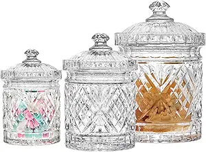 Godinger Canister Set, Crystal Glass Canisters Food Storage Candy Jars - Dublin Collection, Set of 3