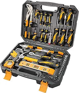 TOLSEN Tool Set Home Mechanic Tool Kit, Screwdriver,Hammer, Ratchet, Drill Bits,Hex Key,Tape Measure,Toolbox Storage Case, Hand Household Tool Set for College,Starter,Beginner