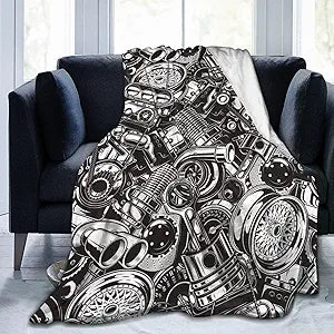 Automobile Car Parts Blankets for Mens Womens Boys Girls Gifts 80X60 Inches Ultra-Soft Warm Lightweight Bedding Throw for Bed, Sofa, Couch