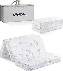 Trifold Pack and Play Mattress 38"x26", Pack N Play Mattresses with Dual Sided Soft & Firm Memory Foam Foldable Portable Crib Baby Mattress with Washable Cover and Carry Bag