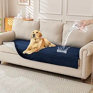 HAOMAIJIA Waterproof Couch Cover for Dogs Washable,Faux Fur Pet Couch Covers for Sofa,Soft Dog Bed Cover Non-Slip Couch Covers for 3 Cushion Couch Sofa Pet Friendly (Navy Blue, 35" x 74" 1 Pack)