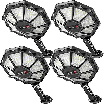 Solar Lights Outdoor - 6500K Solar Street Lights Outdoor, Motion Sensor&Dusk to Dawn Flood Light, 168LED 8 Sides 360Wide Angle Security Flood Light, IP66 Waterproof with Remote, for Yard/Pool(2 Pack)