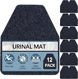 Basima Urinal Mat 12 Pack, Washable Reusable Rubber Urinal Floor Mat, Non-Slip Absorbent Odor Control for Men Bathroom Commercial Hotel School Gym Restroom, 17.5 x 20.5, Dark Gray