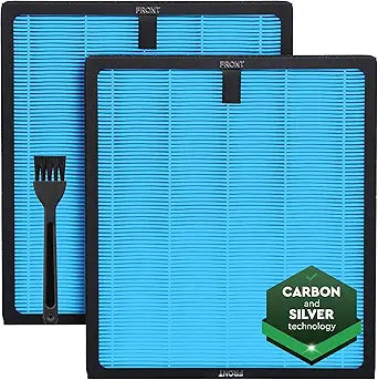 2 Pack HY4866 True HEPA Replacement Filter Compatible with MORENTO, WESTHEY HY4866, YIOU M1 - Air Purifier Filters, 4 Stage Filtration, 2in1 Carbon & Silver Technology - Blue