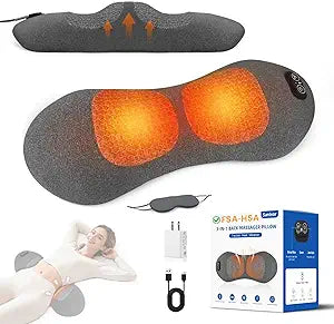 3 in 1 Electric Lumbar Massager Support Pillow - Lower Back Massager with Heat,Vibration & Airbag Traction,Smooth Triple Fusion Lumbar Support Massager for Lower Back Pain Relief FSA Eligible HSA