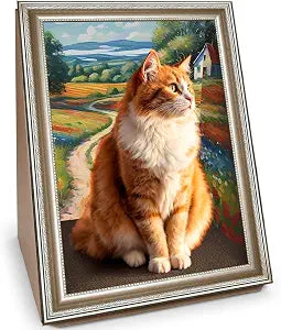Cat Scratcher, Scratch Pad with Oil Painting, Furniture Saver Scratching Board, Cardboard Cat Scratcher House with Frame, Large Scratching Pad & Scratcher Bed, Cat Cardboard Scratcher for Indoor Cats