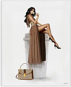 Glam Fashion Girl Coffee Cup, 16 x 20 Inch Canvas Wall Art