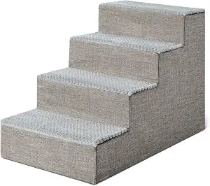Amazon Basics Dog Steps, 18.7" H, 4-Step Pet Stairs for High Bed Couch and Sofa, Non-Slip Bottom, for Indoor Dogs and Cats, Grey