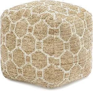 Anji Mountain Pouf Ottoman Foot Rest, Handmade Ottoman Pouf, Comfortable Foot Stool, Decorative Floor Seating for Living Room Decor, Bedroom & Home Dcor Accent - Saffron Trellis