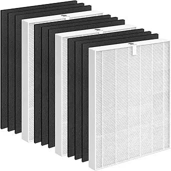 3+9 Pcs 1712-0101-02 Replacement Filter Compatible with Winix D360 Air Purifier, 3 Deep Filtration Filters and 9 Activated Carbon Filters, Efficiently Blocks Dust, Odor and Smoke, Durable