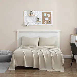1888 Mills Twin Sheet Set ��� 3 piece Bedding ��� Soft and Shrinkage Resistant Deep Pockets True Classic Microfiber Bed Sheet Set (Tan, Twin)