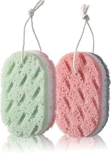 2pcs Three Layer exfoliating Bath Sponge with Hanging Rope and Rich Foam