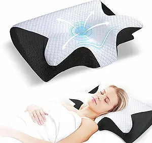 Cervical Neck Pillow for Sleeping  Memory Foam Back Sleeper Pillow & Stomach Sleeper Pillow for Adults  Ergonomic Design for Side Sleepers with Shoulder, Back & Neck Support