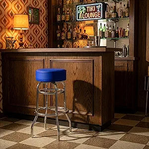 Trademark Gameroom Bar Stool - Blue Stool with Foam Padded Seat - Swivel Chair for Game Room, Garage, or Home Bar