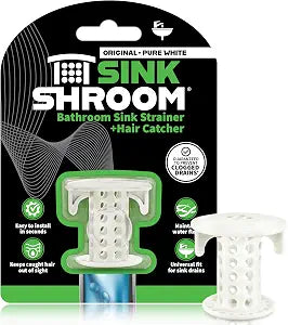 SinkShroom The Revolutionary Sink Drain Protector Hair Catcher/Strainer/Snare, White