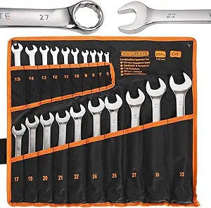 vivicreate 20-Piece Wrench Set, Metric Wrench Set 6mm-32mm, Combination Wrench Sets with Oxford Cloth Storage Bag for Home, Garage, Automotive Repair and Emergency Use - Made in India