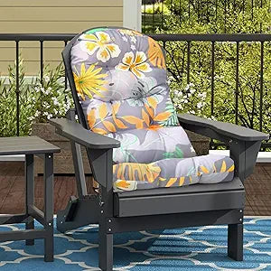 Outdoor Adirondack Chair Cushions Waterproof Floral Large Rocking Chair Cushions with Ties Thicken Outdoor Chair Pads for Garden Patio 44 * 20 * 4",Leaf