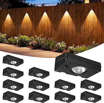 12 Pack Solar Fence Lights Outdoor, 3 Color Temp, IP65 Waterproof, Cost-Effective Solar Lights for Patio Yard Railing