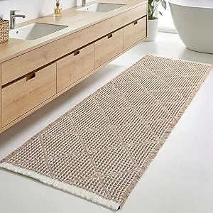 Large Bathroom Rugs 2' x 6', Long Runner Rug Waffle Bath Mat for Kitchen Rugs, Absorbent and Washable Bathroom Mat for Laundry Room, Soft Boho Runner Decor, Entryway Hallway Runner Rug No Slip