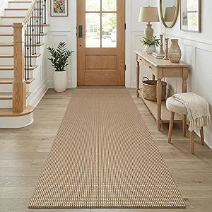 KOZYFLY Runners for Hallways 3x8 ft Washable Kitchen Runner Non Slip Rubber Backed Hall Runners Cotton Entryway Runner Rugs for Indoor Backdoor Bedroom Kitchen, Orange Beige/Tan/Brown