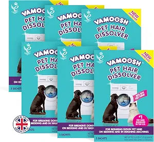 Vamoosh Pet Hair Dissolver | Front Load Washing Machines | Patented Hair Dissolving Formula | Cleans Washer | Leaves No Residue | Removes Odor | Environment Friendly | Safe for Pets | 100g(Pack of 18)