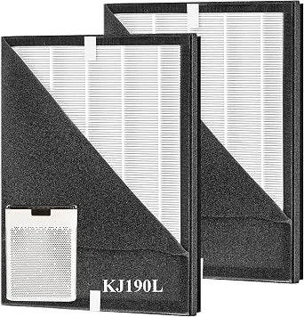 2 Pack KJ190L Replacement Filter,Only Compatible with MOOKA KJ190L Air Purifier for Home Large Room,Washable HEPA filter for living rooms, bedrooms and Pet-raising family