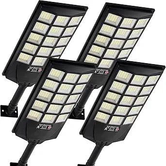 Solar Lights Outdoor Waterproof, 6500K Dusk to Dawn Solar Street Light Motion Sensor with Remote, LED Security Flood Light for Outside Garden Yard Path, Oudoor Parking Lot Lights, 4PACK