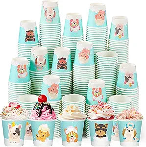 Patelai 500 Pack 3 oz Paper Cups Disposable Bathroom Small Mouthwash Animal Beverage Drinking Cups for Home, Office, Travel, Party(Bathroom Dog)
