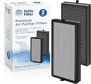 Fette Filter - KF465 True Hepa H13 Filter Set Compatible with Kenmore SMART 2300e Air Purifier Model PM4030 with 3 Stage Filtration Part # KF465 Includes 2 Replacement Filters.