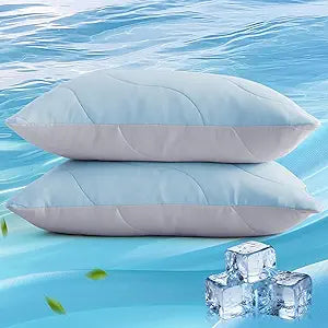 Three Geese Cooling Goose Feather Down Pillows Queen Size Set of 2, Q-Max>0.45, Cool Hotel Bed Pillows for Hot Sleepers, Washable Removable Cover, 20" x 30"