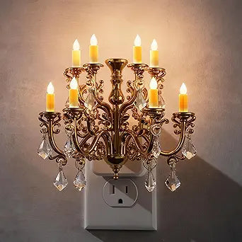 Briignite LED Night Lights Plug into Wall, Chandelier Night Light with Dusk to Dawn Light Sensor, Dimmable Golden Nightlight Plug in, 3000K Soft White for Bathroom Bedroom Hallway Kitchen